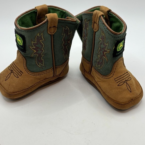 John Deere Boots Cowboy Johnny Poppers Infant Boots Leather Size 0M - Picture 5 of 7